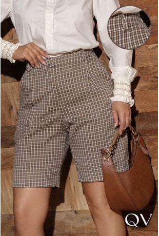 Produto BERMUDA EM ALFAIATARIA XADREZ - LUZIA FAZZOLLI