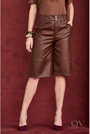 BERMUDA EM COURO PU MARROM - ARTSY