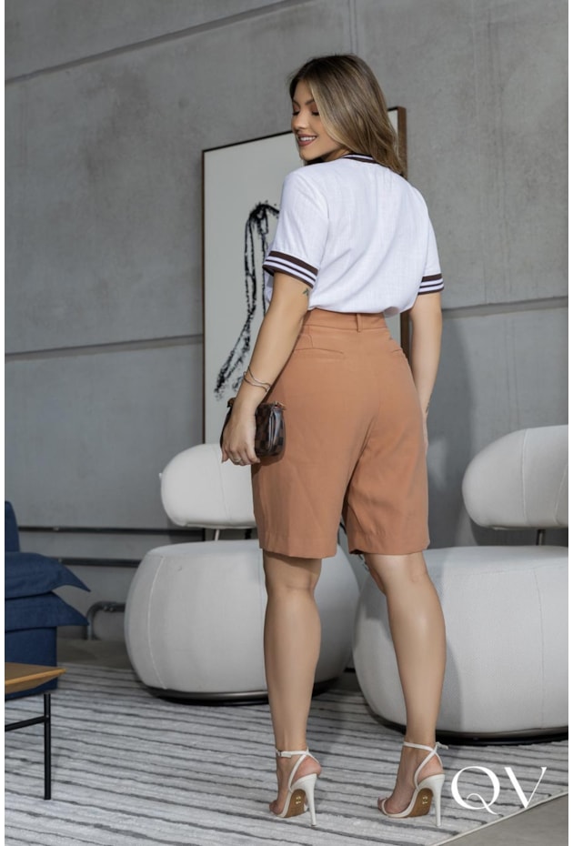 BERMUDA RETA EM ALFAIATARIA FERRUGEM - LUZIA FAZZOLLI BERMUDA RETA EM ALFAIATARIA FERRUGEM - LUZIA FAZZOLLI