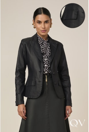 Produto BLAZER ACINTURADO RESINADO PRETO - TITANIUM JEANS