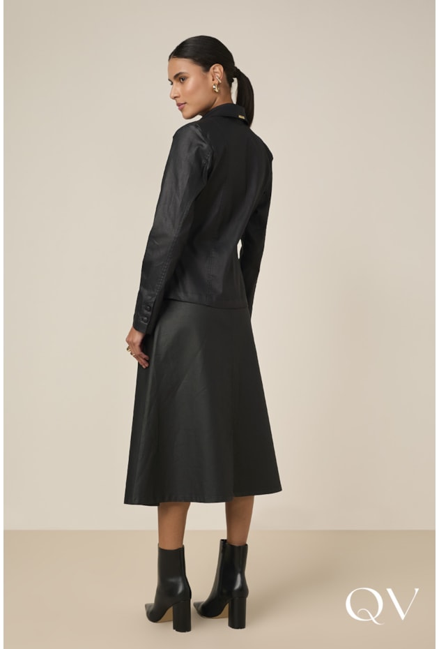 BLAZER ACINTURADO RESINADO PRETO - TITANIUM JEANS BLAZER ACINTURADO RESINADO PRETO - TITANIUM JEANS