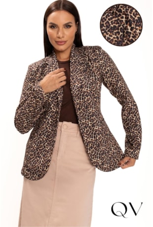 BLAZER ALONGADO EM ALFAIATARIA ANIMAL PRINT - LEKAZIS