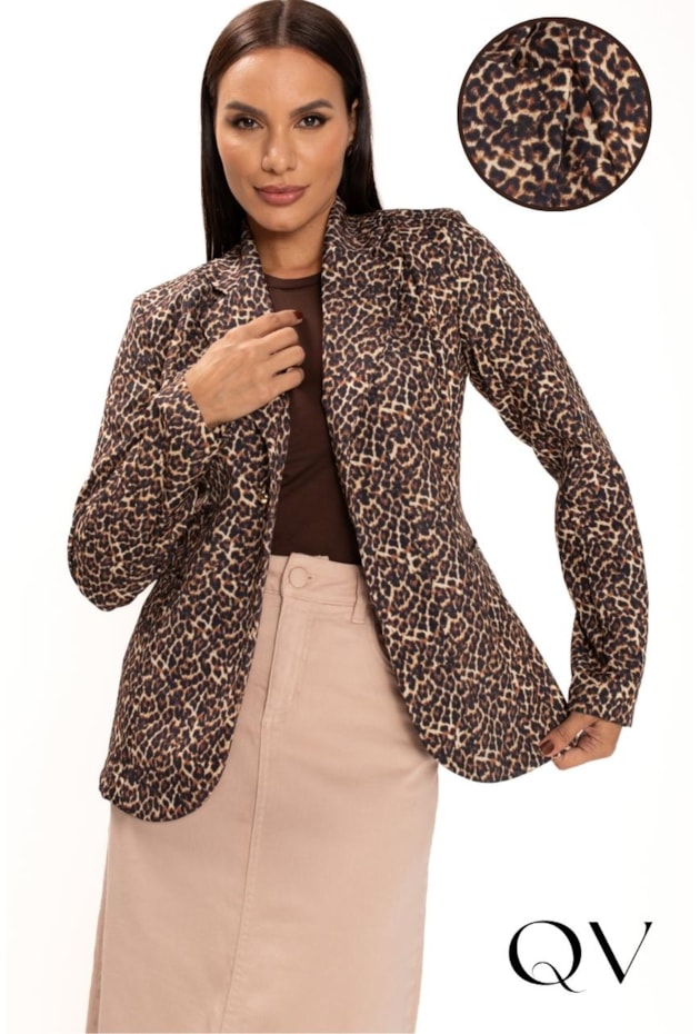 BLAZER ALONGADO EM ALFAIATARIA ANIMAL PRINT - LEKAZIS