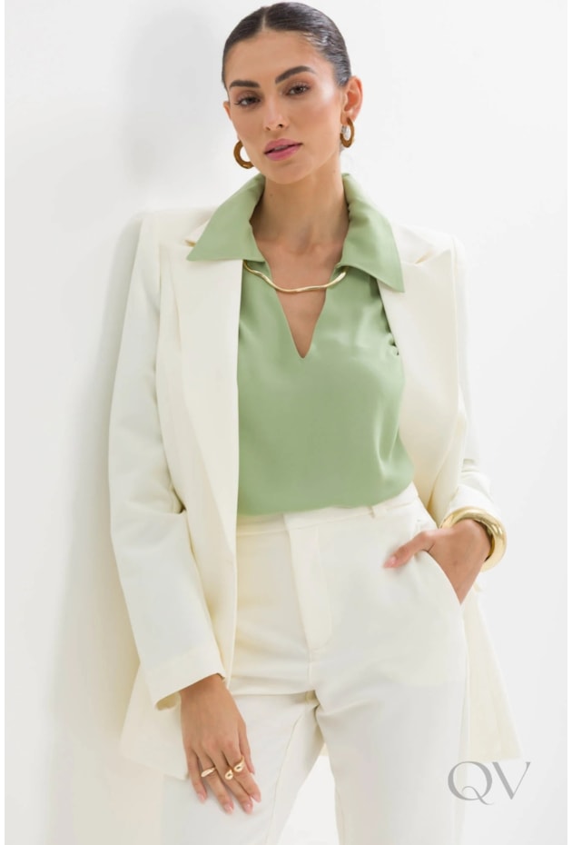 BLAZER ALONGADO EM ALFAIATARIA NEW WHITE - TLIC RIO