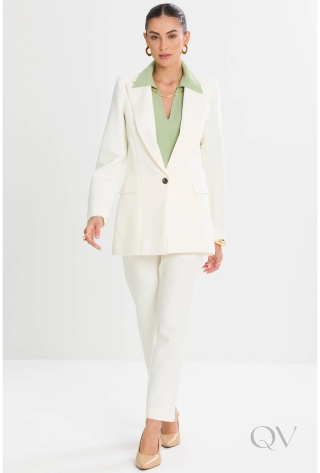 BLAZER ALONGADO EM ALFAIATARIA NEW WHITE - TLIC RIO