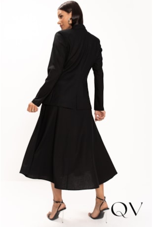 BLAZER ALONGADO EM LINHO PRETO - LEKAZIS BLAZER ALONGADO EM LINHO PRETO - LEKAZIS