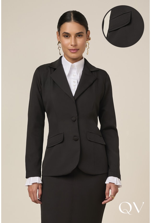 BLAZER DE ALFAIATARIA PRETO - TITANIUM JEANS BLAZER DE ALFAIATARIA PRETO - TITANIUM JEANS