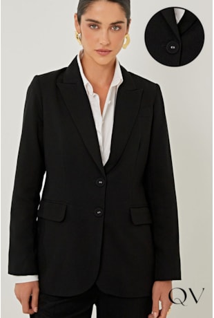 BLAZER EM ALFAIATARIA GALENA PRETO - LINDA DE MORRER