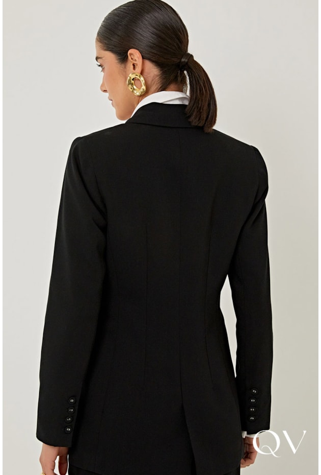 BLAZER EM ALFAIATARIA GALENA PRETO - LINDA DE MORRER