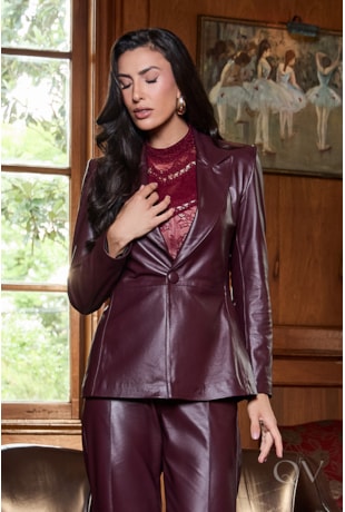 BLAZER EM COURO LEGÍTIMO MARSALA - LUZIA FAZZOLLI