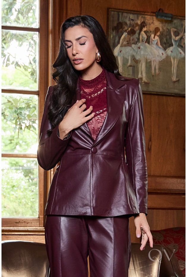 BLAZER EM COURO LEGÍTIMO MARSALA - LUZIA FAZZOLLI