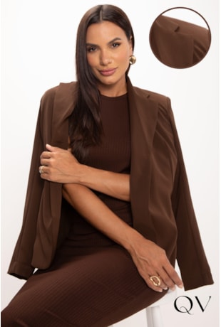 BLAZER EM PLANO DE ALFAIATARIA ALONGADO MARROM - LEKAZIS