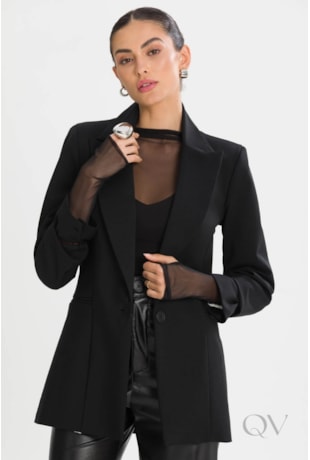 BLAZER MÉDIO EM ALFAIATARIA PRETO - TLIC RIO