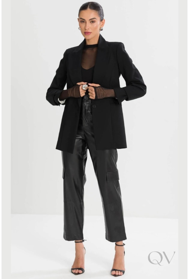 BLAZER MÉDIO EM ALFAIATARIA PRETO - TLIC RIO
