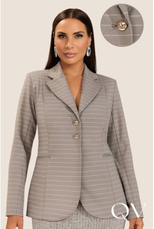 BLAZER RETO EM ALFAIATARIA CINZA - LEKAZIS BLAZER RETO EM ALFAIATARIA CINZA - LEKAZIS