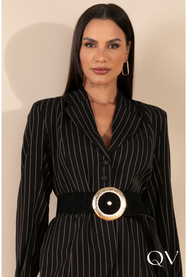 BLAZER RISCA DE GIZ PRETO - LEKAZIS