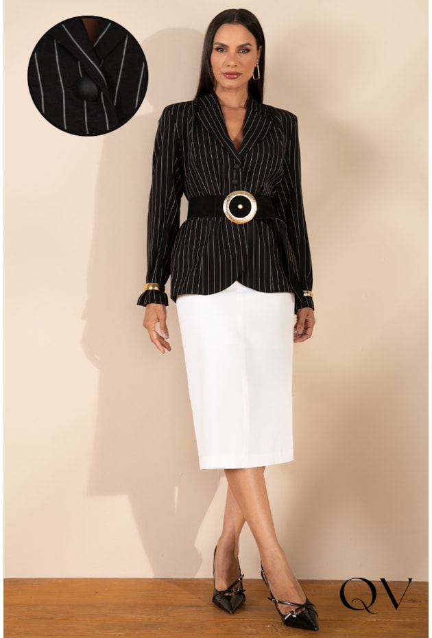 BLAZER RISCA DE GIZ PRETO - LEKAZIS