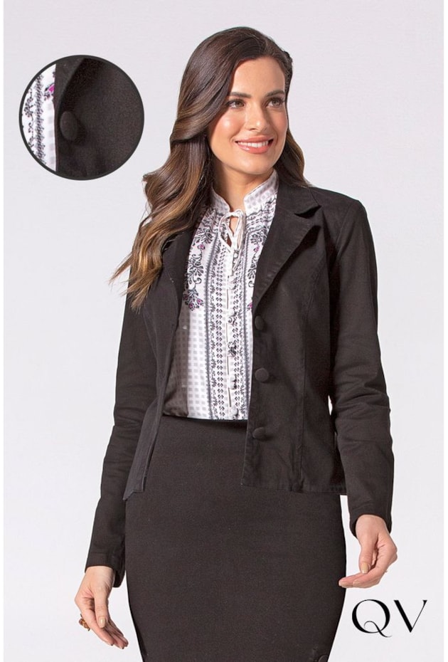 BLAZER SARJA COM BOTÕES PRETO - LAURA ROSA BLAZER SARJA COM BOTÕES PRETO - LAURA ROSA