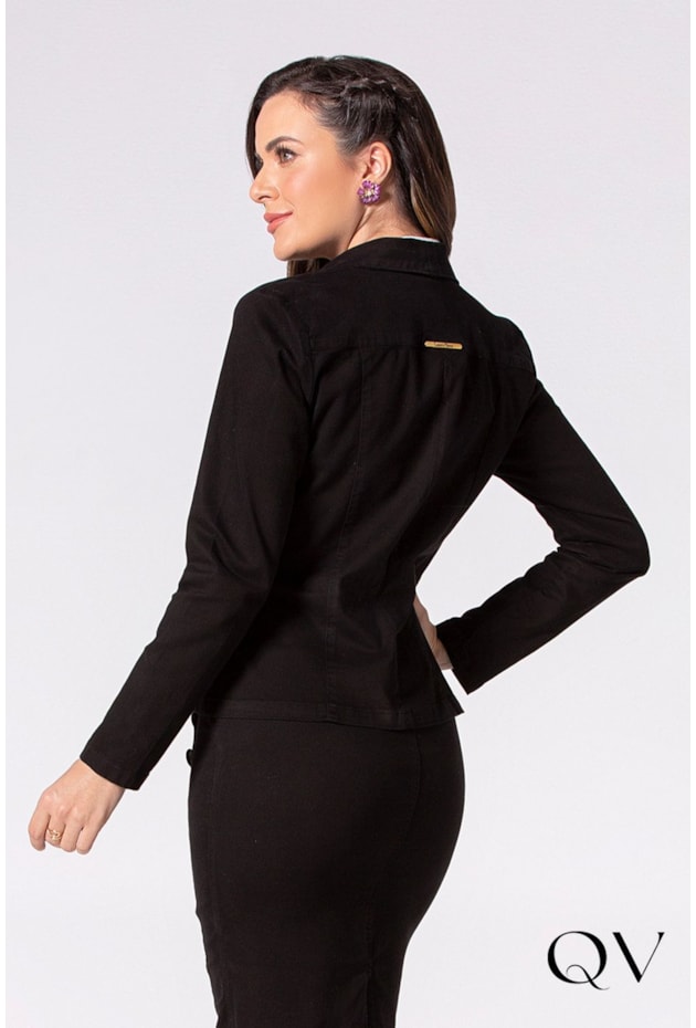 BLAZER SARJA COM BOTÕES PRETO - LAURA ROSA BLAZER SARJA COM BOTÕES PRETO - LAURA ROSA