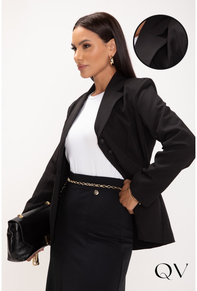 BLAZER TECIDO PLANO EM ALFAIATARIA PRETO - LEKAZIS BLAZER TECIDO PLANO EM ALFAIATARIA PRETO - LEKAZIS