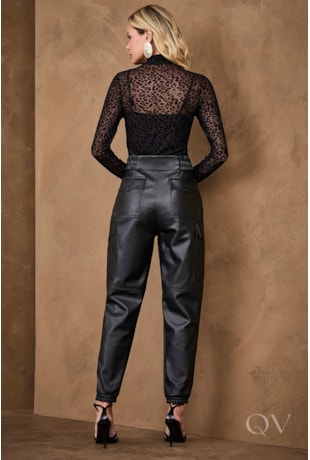 BLUSA ANIMAL PRINT EM TULE PRETO - ARTSY