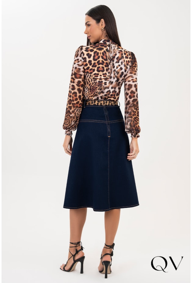 BLUSA ANIMAL PRINT GOLA ALTA - VIA TOLENTINO BLUSA ANIMAL PRINT GOLA ALTA - VIA TOLENTINO