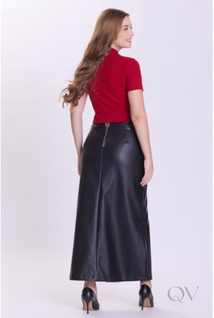 BLUSA BÁSICA COM GOLA EM MALHA CANELADA VERMELHO - HAPUK