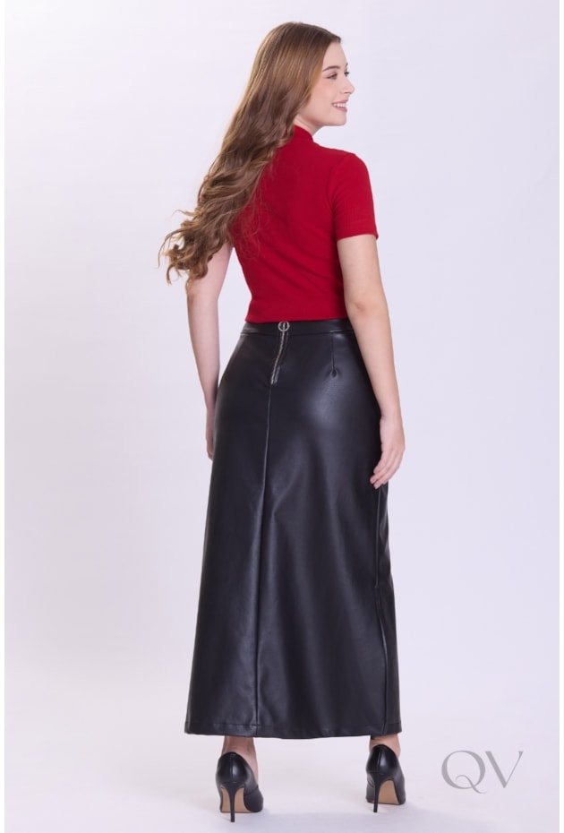 BLUSA BÁSICA COM GOLA EM MALHA CANELADA VERMELHO - HAPUK