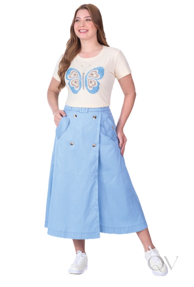 BLUSA BORDADA EM MALHA BEGE - HAPUK