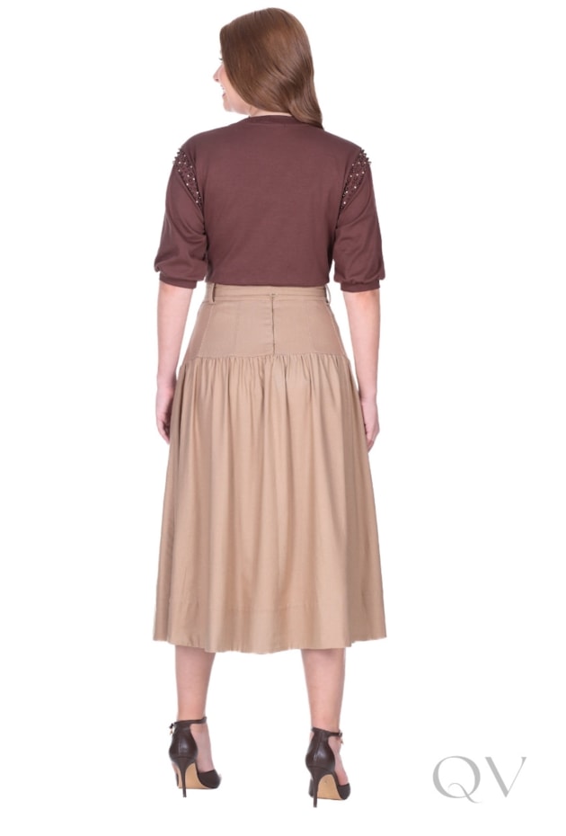 BLUSA BORDADA EM PÉROLAS E PONTO LUZ EM MALHA MARROM - HAPUK BLUSA BORDADA EM PÉROLAS E PONTO LUZ EM MALHA MARROM - HAPUK