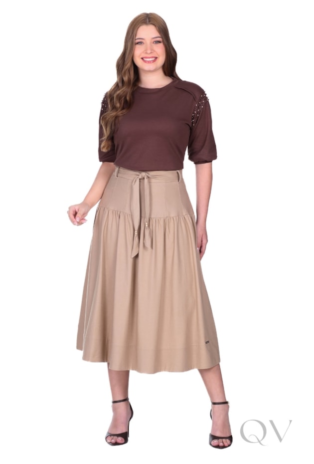 BLUSA BORDADA EM PÉROLAS E PONTO LUZ EM MALHA MARROM - HAPUK BLUSA BORDADA EM PÉROLAS E PONTO LUZ EM MALHA MARROM - HAPUK