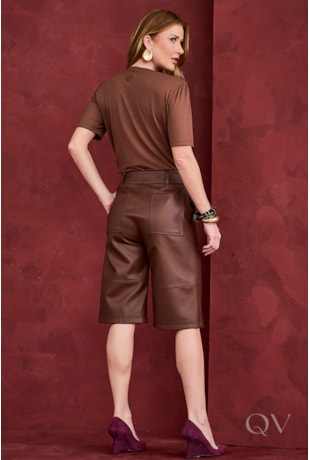 BLUSA BORDADA EM VISCOLYCRA MARROM - ARTSY