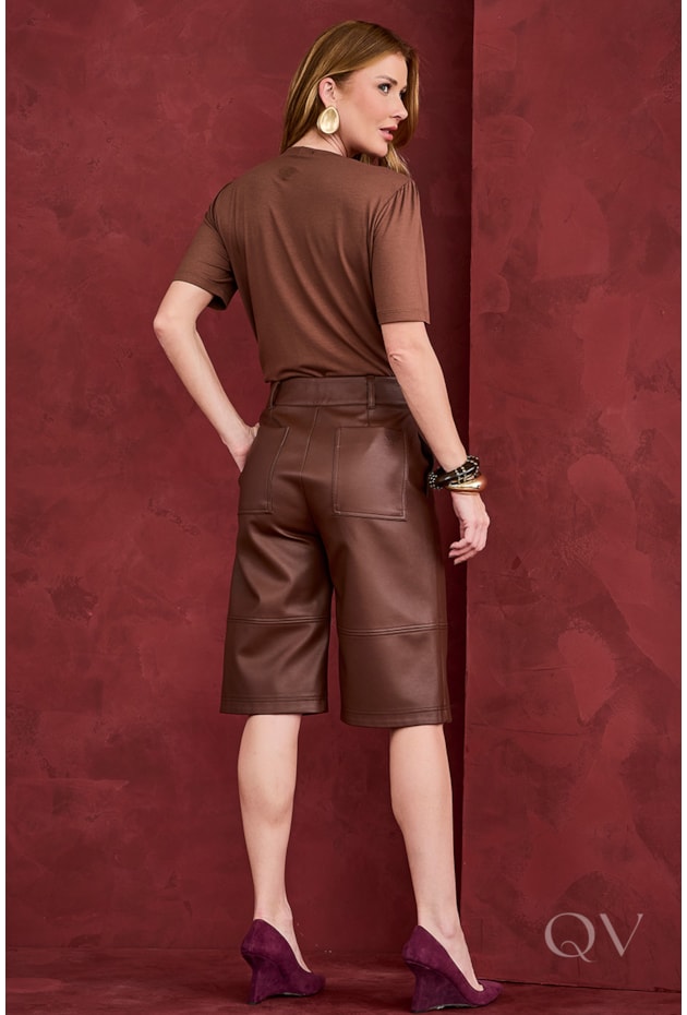 BLUSA BORDADA EM VISCOLYCRA MARROM - ARTSY