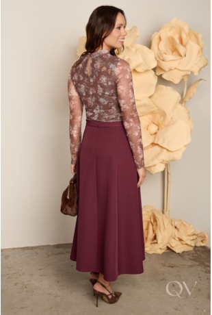 BLUSA CACHARREL EM TULE MARROM - JANY PIM
