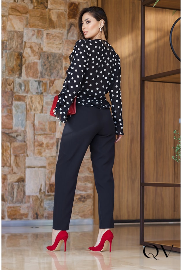 BLUSA CACHECOUER CHIFFON POÁ PRETO - LUZIA FAZZOLLI BLUSA CACHECOUER CHIFFON POÁ PRETO - LUZIA FAZZOLLI