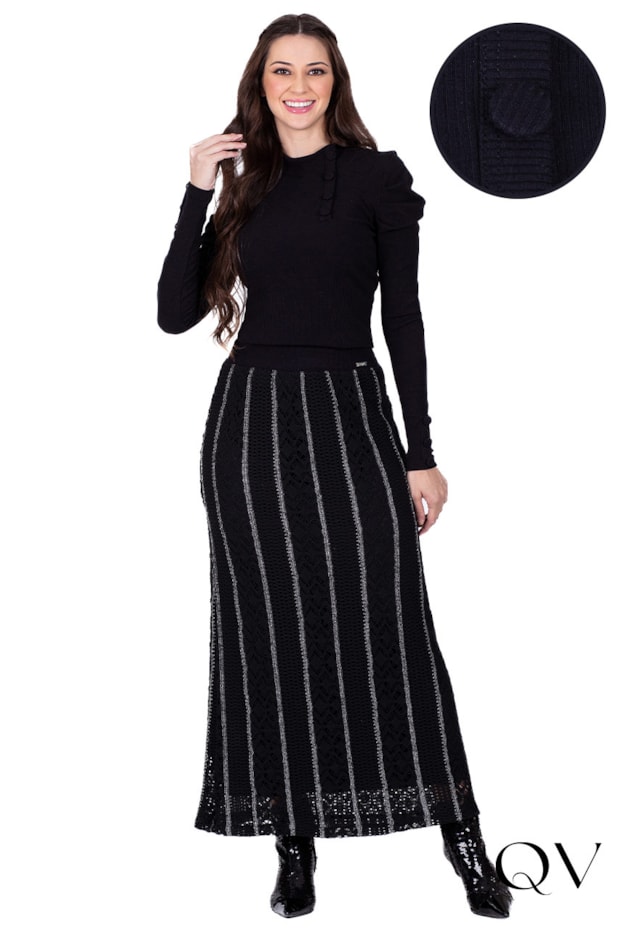 BLUSA CANELADA COM BOTÕES PRETO - HAPUK BLUSA CANELADA COM BOTÕES PRETO - HAPUK