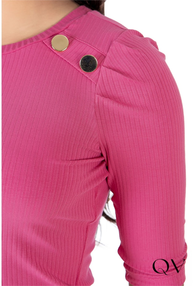 BLUSA CANELADA COM BOTÕES ROSA - HAPUK BLUSA CANELADA COM BOTÕES ROSA - HAPUK