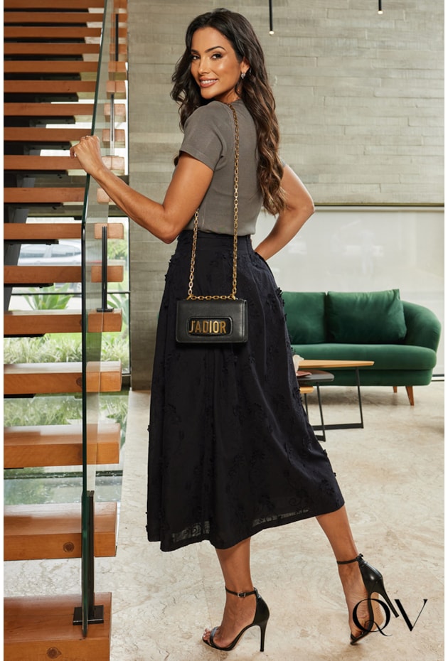 BLUSA CANELADA EM MALHA CINZA - DOCE MARIA