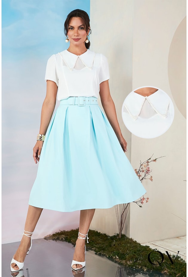 BLUSA CHIFFON BORDADO PÉROLAS OFF - JANY PIM BLUSA CHIFFON BORDADO PÉROLAS OFF - JANY PIM