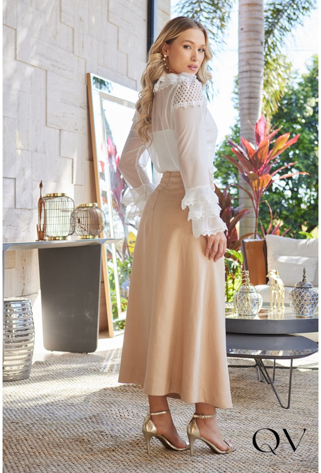 BLUSA CHIFFON COM GUIPIR OFF - DOCE MARIA BLUSA CHIFFON COM GUIPIR OFF - DOCE MARIA