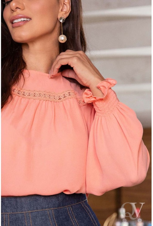 BLUSA CHIFFON ENTREMEIOS SALMÃO - LUZIA FAZZOLLI BLUSA CHIFFON ENTREMEIOS SALMÃO - LUZIA FAZZOLLI