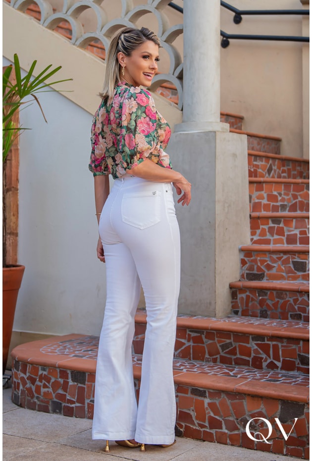 BLUSA CHIFFON LASTEX NO OMBRO FLORAL - LUZIA FAZZOLLI BLUSA CHIFFON LASTEX NO OMBRO FLORAL - LUZIA FAZZOLLI