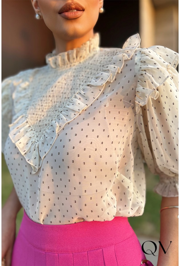 BLUSA CHIFFON POÁ BEGE - LUZIA FAZZOLLI BLUSA CHIFFON POÁ BEGE - LUZIA FAZZOLLI