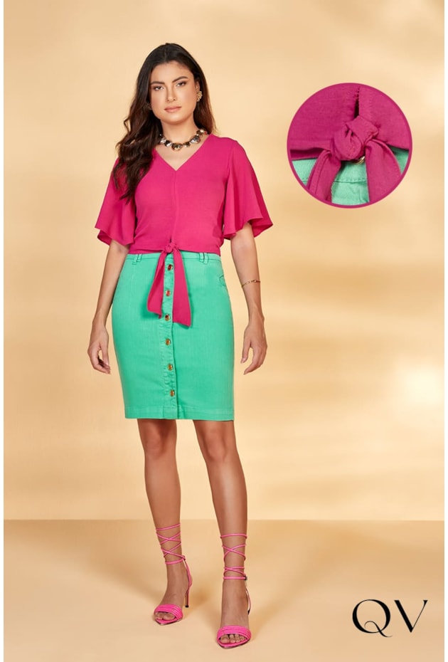 BLUSA COM AMARRAÇÃO FRONTAL PINK - TITANIUM JEANS