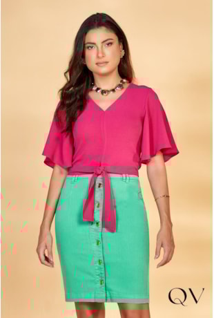 BLUSA COM AMARRAÇÃO FRONTAL PINK - TITANIUM JEANS BLUSA COM AMARRAÇÃO FRONTAL PINK - TITANIUM JEANS
