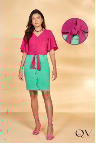 BLUSA COM AMARRAÇÃO FRONTAL PINK - TITANIUM JEANS BLUSA COM AMARRAÇÃO FRONTAL PINK - TITANIUM JEANS