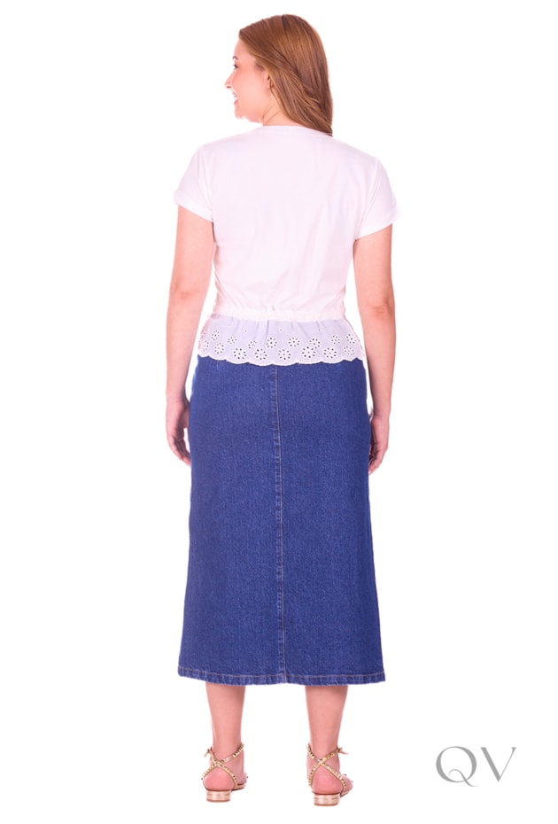 BLUSA COM BARRA DE LAISE EM MALHA DE ALGODÃO OFF WHITE - HAPUK