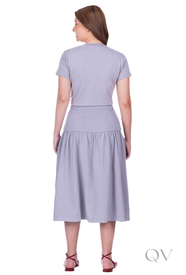 BLUSA COM BORDADO DE FLOR EM MALHA ALGODÃO CINZA - HAPUK