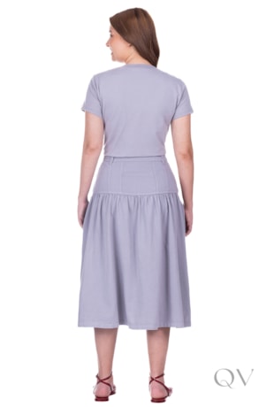 BLUSA COM BORDADO DE FLOR EM MALHA ALGODÃO CINZA - HAPUK