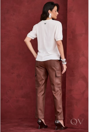 BLUSA COM BORDADO FLORAL EM VISCOLYCRA OFF WHITE - ARTSY